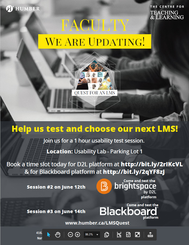 LMS Usability Testing Sessions D2L & Blackboard Ultra Humber Communiqué